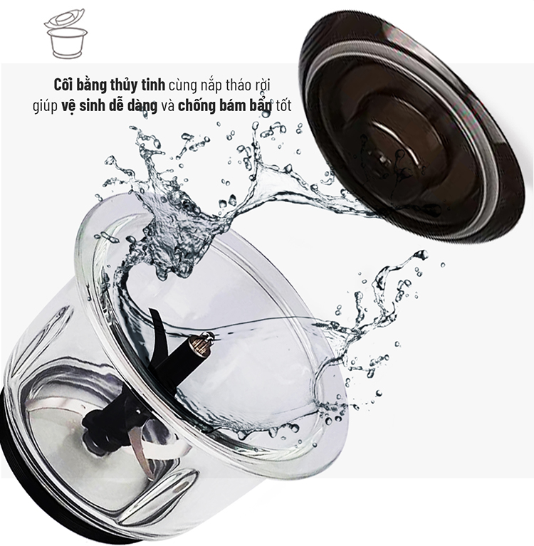 Máy xay thịt 2 lưỡi dao kép cối thủy tinh Nagakawa NAG0812 - Hàng Chính Hãng