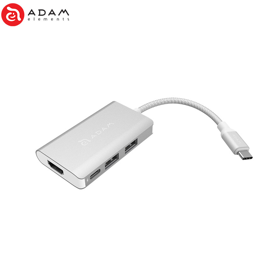 Cổng Chuyển Adam Elements 4 in 1 USB-C CASA PD 60W - Grey - Hàng Chính Hãng