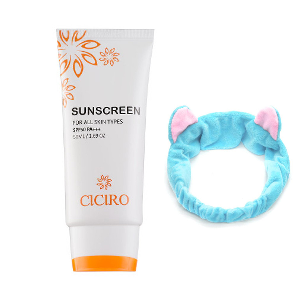 Kem Chống Nắng Dưỡng Trắng CICIRO Dành Cho Mọi Loại Da SPF50 PA+++ 50ml Tặng băng đô rửa mặt JSKCN26