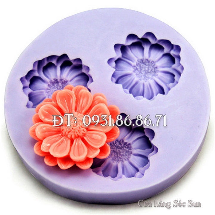 Khuôn silicon 3 hoa cúc đơn – Mã số 1683