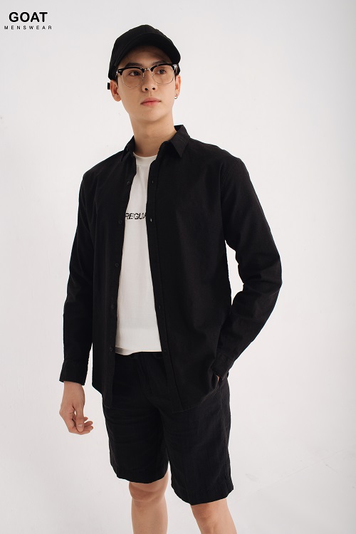 Áo Sơ Mi Đen Dài Tay Nam GOAT MENSWEAR