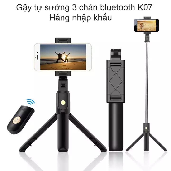 Gậy Tự Sướng 3 Chân Đa Năng - BẢO HÀNH ĐỔI MỚI Gậy Chụp Ảnh K07 Bluetooth Selfie Kèm Điều Khiển Từ Xa Remote,