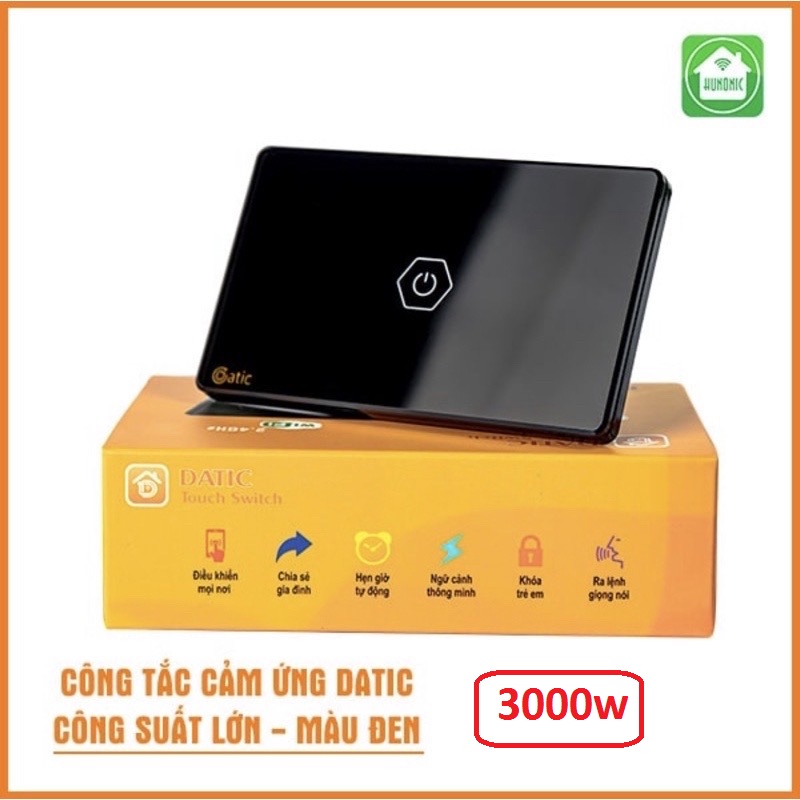 Công tắc thông minh Hunonic  1 Nút công suất lớn kết nối Wifi điều khiển bình nóng lạnh-điều hoà-Hàng Chính Hãng