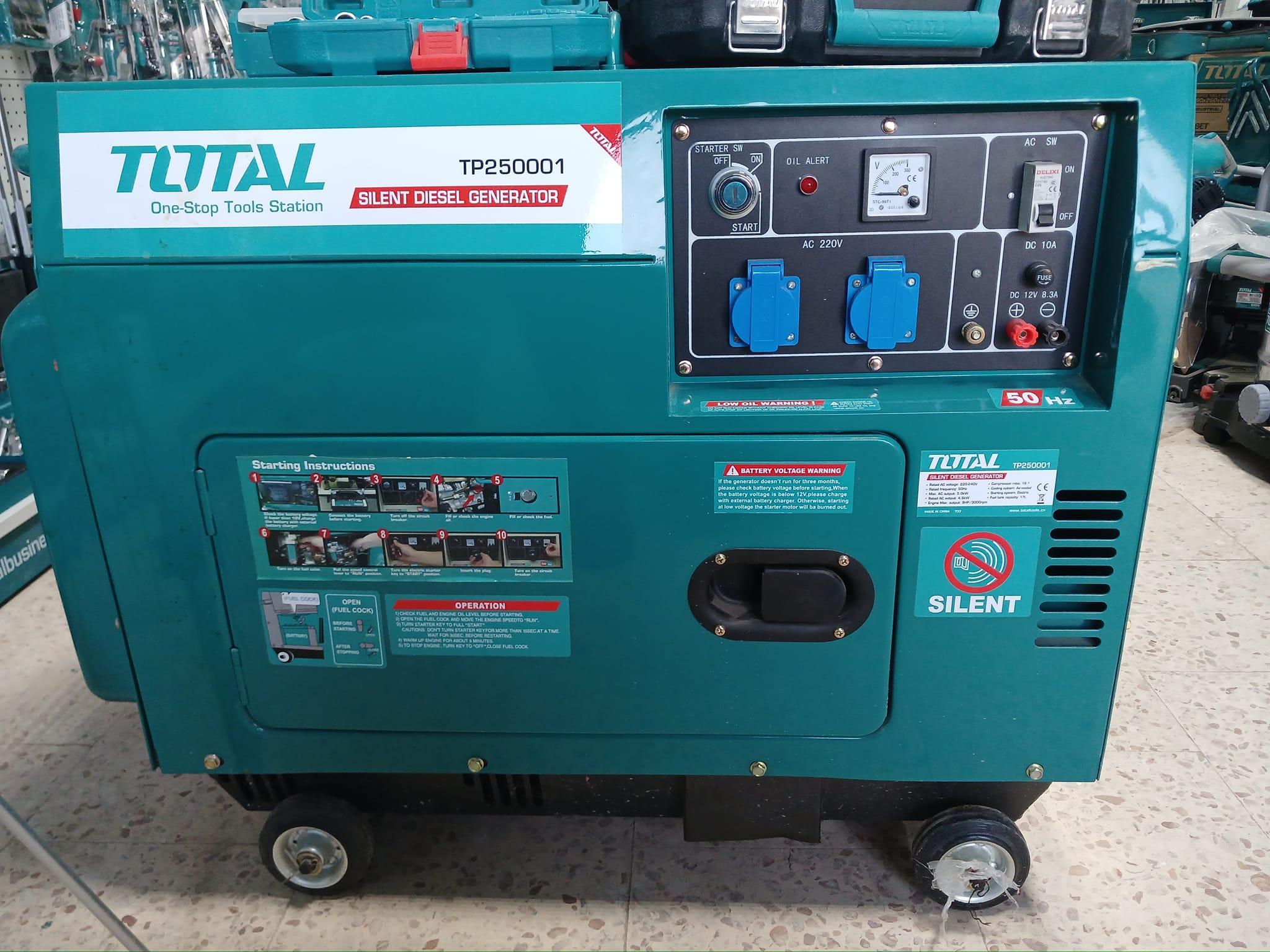 MÁY PHÁT ĐIỆN DẦU 5KW 1 PHA TOTAL TP250001 - CHỒNG ỒN - HÀNG CHÍNH HÃNG