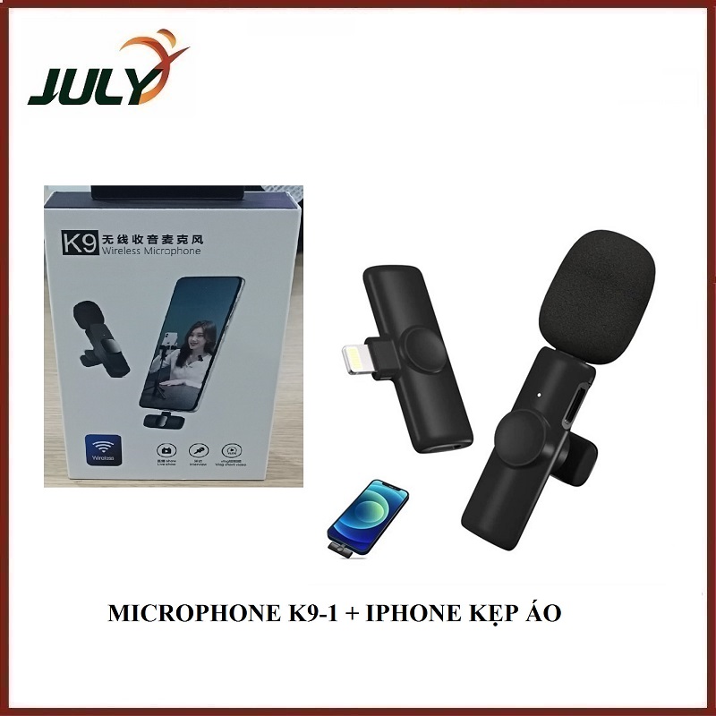 MICROPHONE KHÔNG DÂY CỔNG TYPE-C VÀ I.P K9-2 - 2 MICRO KẸP ÁO - JL