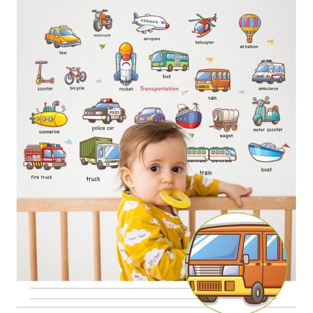 Decal dán tường phương tiện giao thông cho bé 60X90 cm