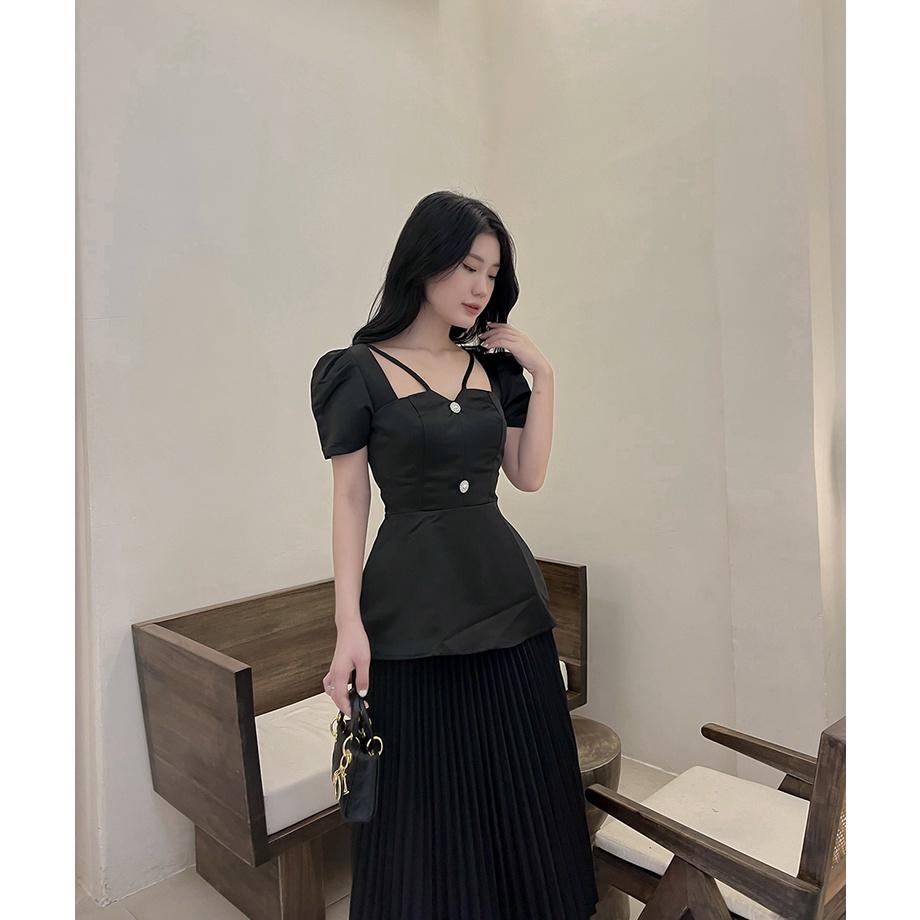 BBSTORE'S Áo Peplum Cổ V Tay Phồng Thời Trang Dành Cho Nữ Đi Làm Đi Tiệc Cực Dễ Thương - A1070