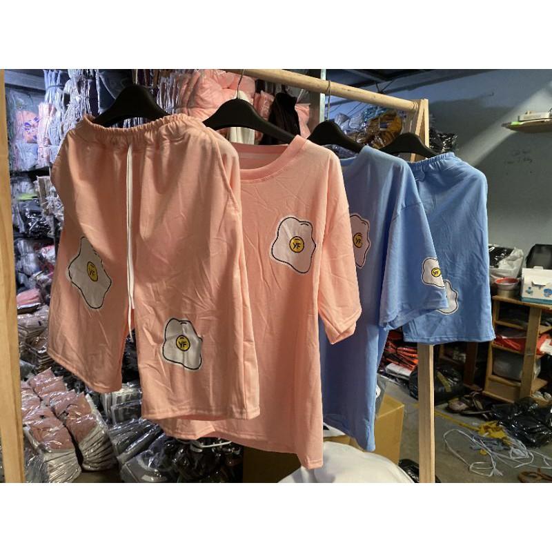Set đồ bộ nữ trứng rán YF Ulzzang unisex form rộng dưới 70kg