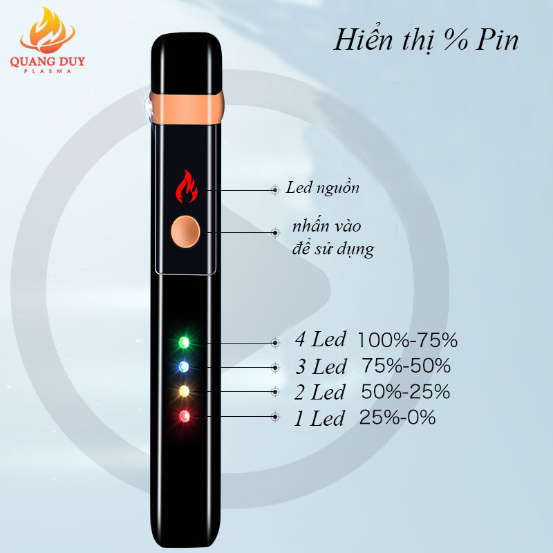 Bật lửa điện công suất cao 2 tia plasma cao 1cm lửa mạnh, sạc pin dễ dàng tiện lợi