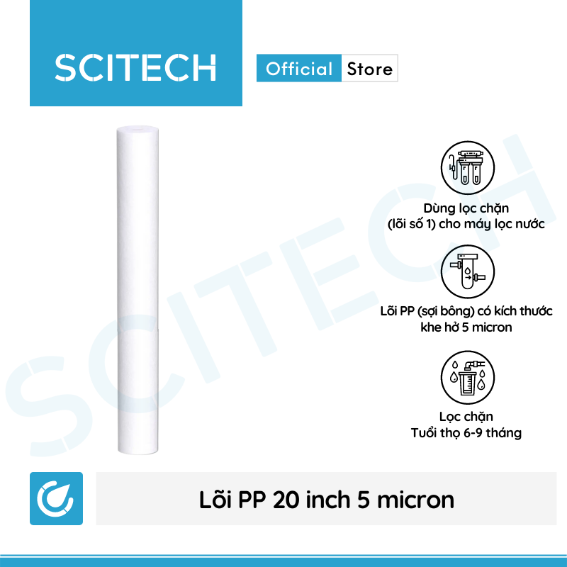 Lõi PP 20 inch 5 micron - Lõi số 1 máy lọc nước RO, bộ lọc thô - Hàng chính hãng