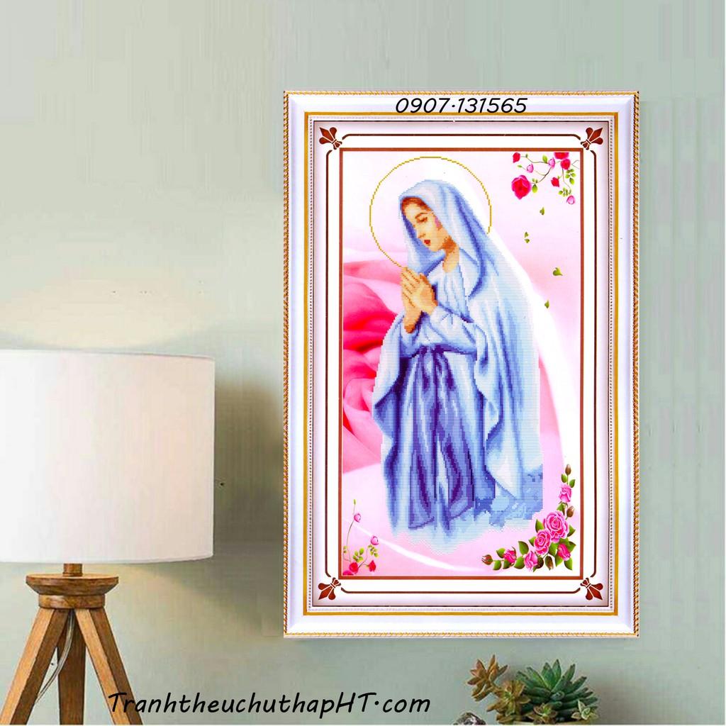 Tranh thêu chữ thập Mẹ Maria 8078 - tự thêu