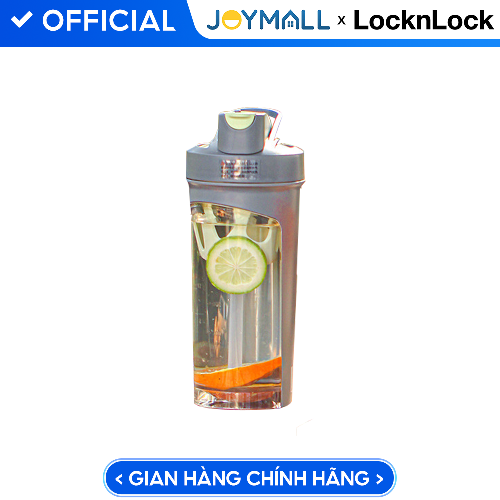 Bình nước nhựa tritan thể thao 780ml LocknLock màu Xám ABF865DGRY, Hàng chính hãng, có quai cầm, ống hút silicone - JoyMall
