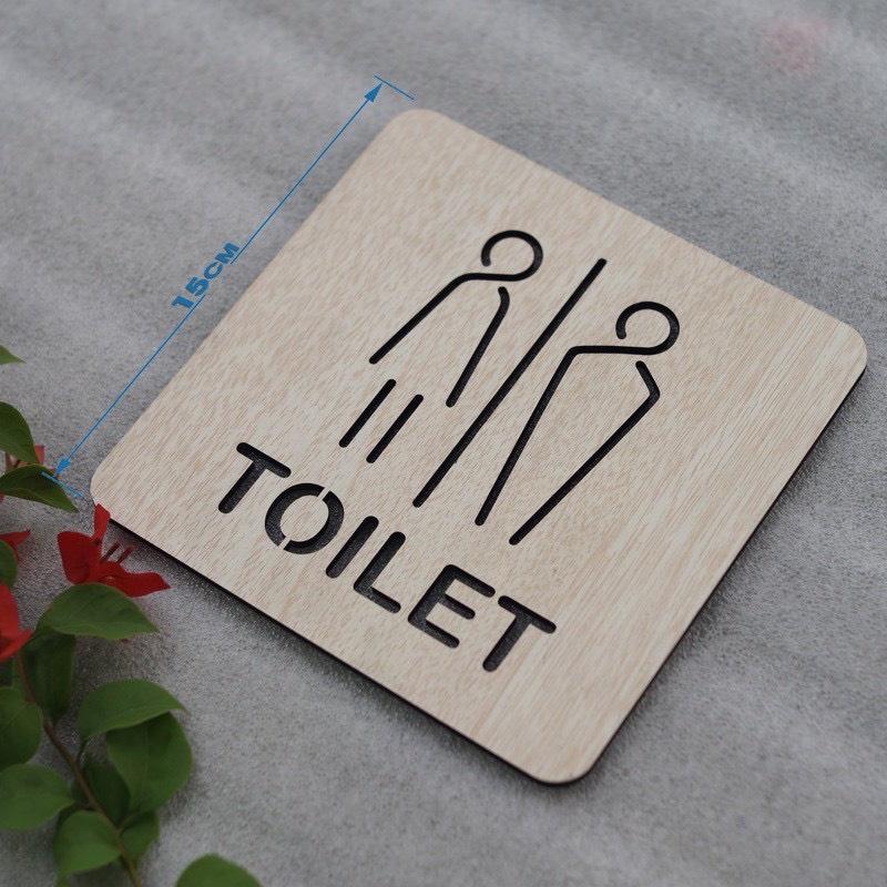 Bảng Gỗ Decor Toilet - WC Nam Nữ - Resroom chỉ hướng nhà vệ sinh ( tặng kèm dây treo