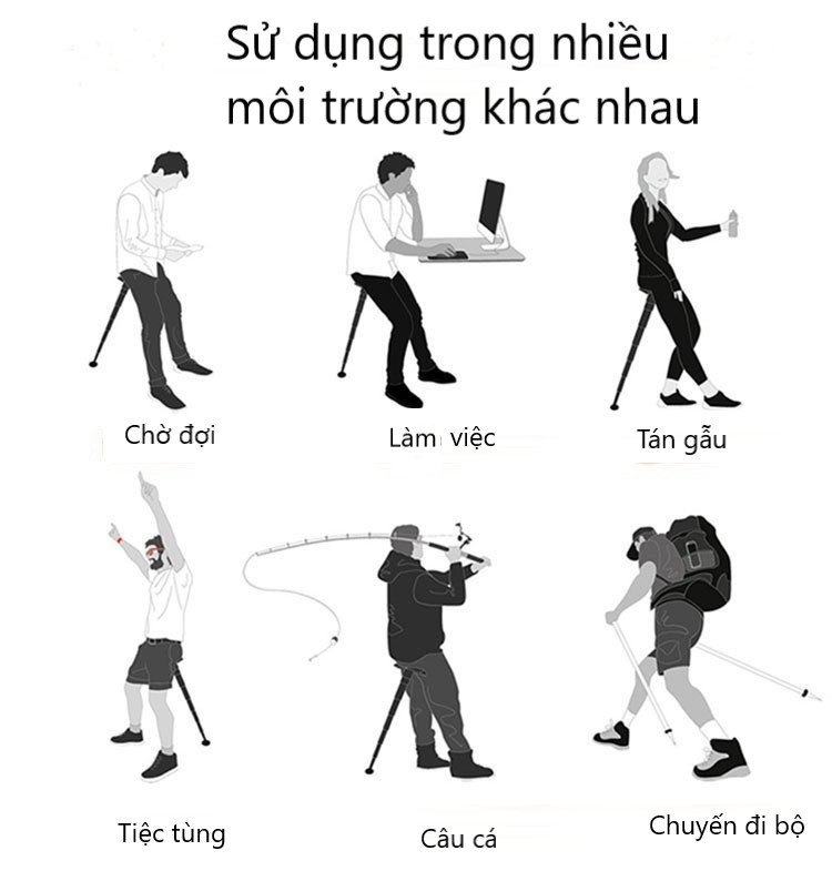 Gậy đi bộ gấp gọn 2 trong 1 vừa là ghế ngồi tiện ích đi du lịch