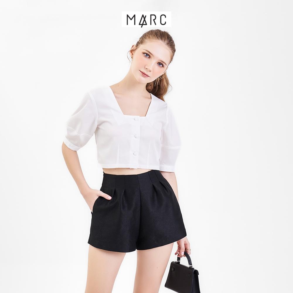 Áo kiểu croptop cổ vuông nữ MARC FASHION tay phồng cài nút CBNH080422