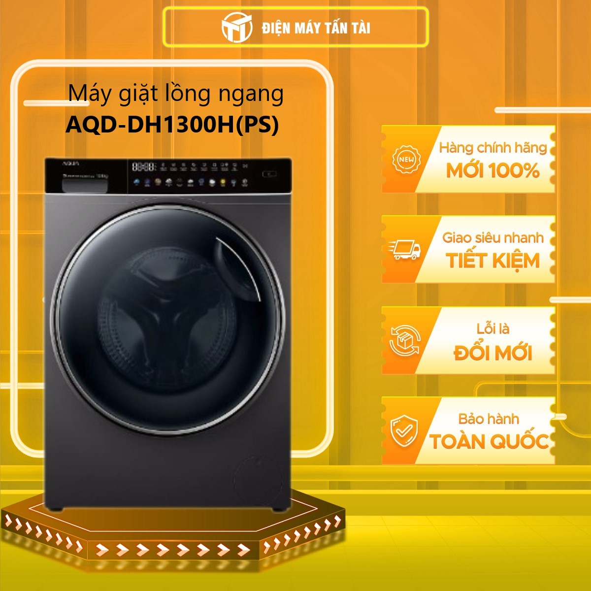 AQD-DH1300H(PS) - MÁY GIẶT &amp; SẤY CỬA TRƯỚC AQUA AQD-DH1300H(PS) INVERTER - Hàng chính hãng