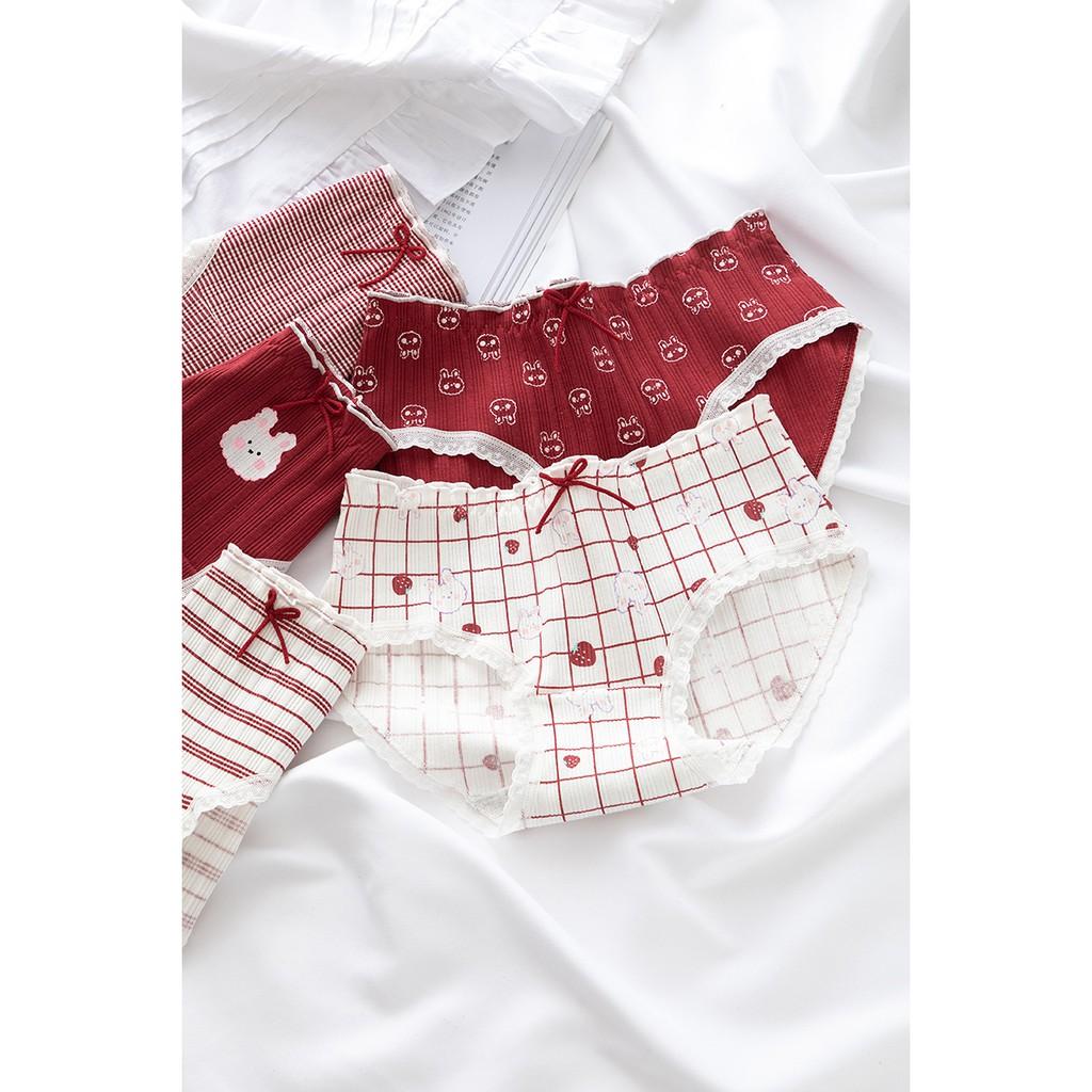 Quần Lót Nữ Cotton Dâu Tây Kháng Khuẩn Ngang Eo  Hàng Loại Đẹp.