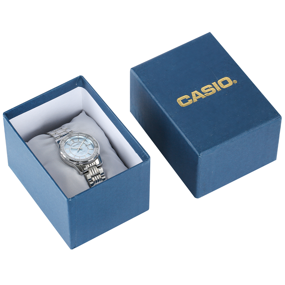 Đồng hồ Casio Pin Nữ dây Kim loại kính Cứng LTP-1358D-2AVDF