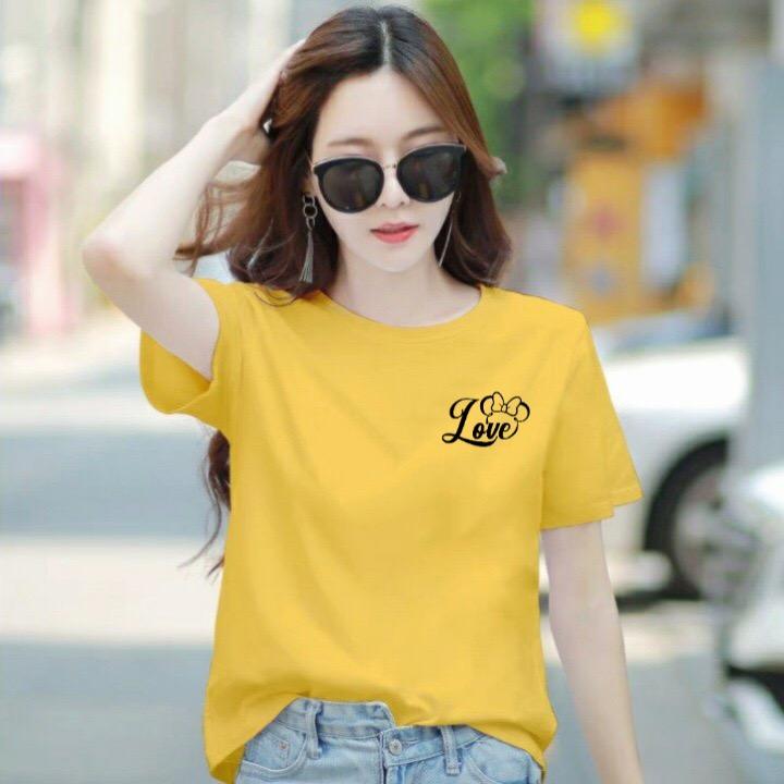 Áo thun nữ MXM cổ tròn form rộng in chữ Love thun cotton 4 chiều từ 45-60kg