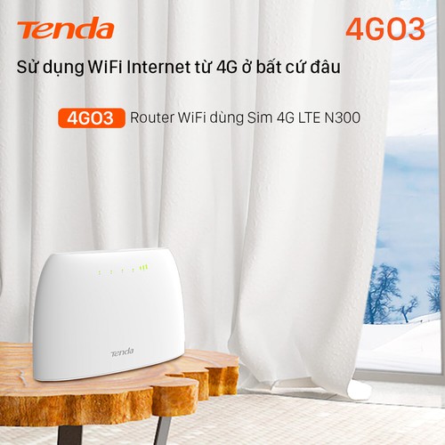 Bộ Phát Wifi 4G LTE Tenda 4G03 Chuẩn N300 - Hàng chính hãng