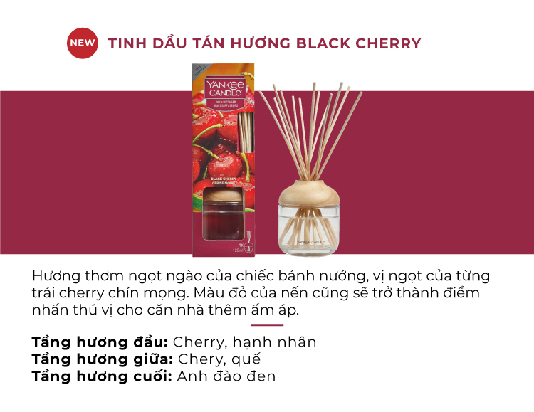 Tinh dầu tán hương Yankee Candle - Black Cherry (120ml)