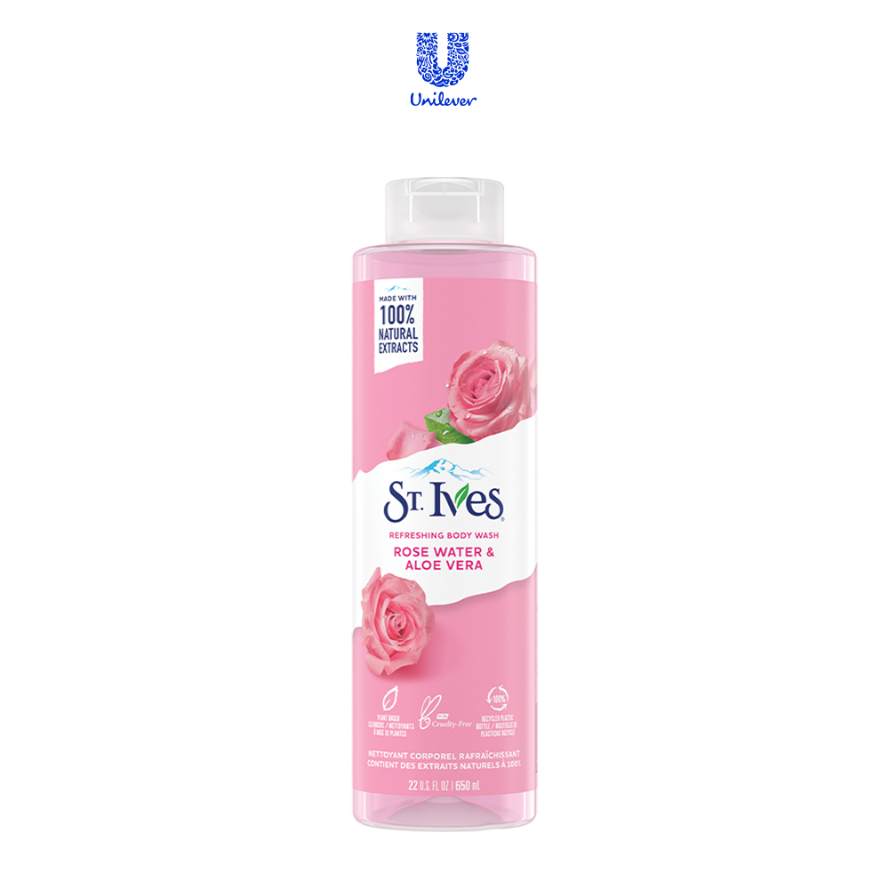 Sữa tắm dưỡng da St.Ives Hoa Hồng &amp; Lô Hội 650ml