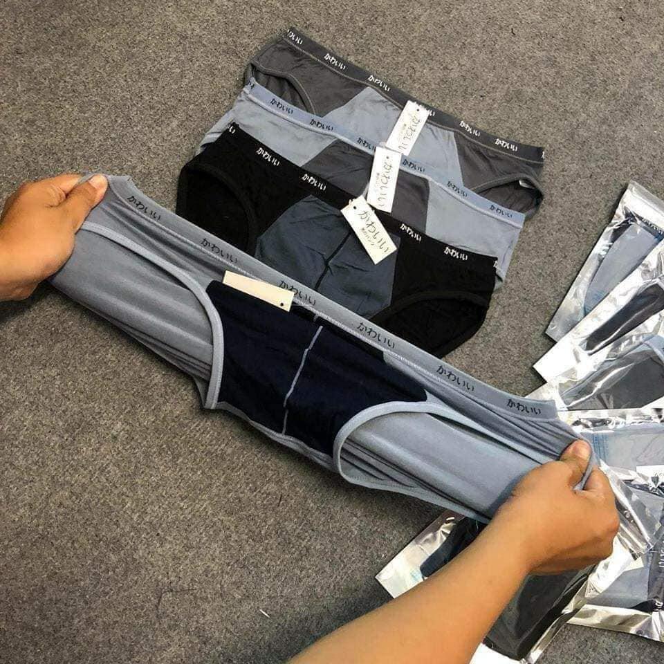 Quần lót nam tam giác cotton - Quần sịp túi zip bạc