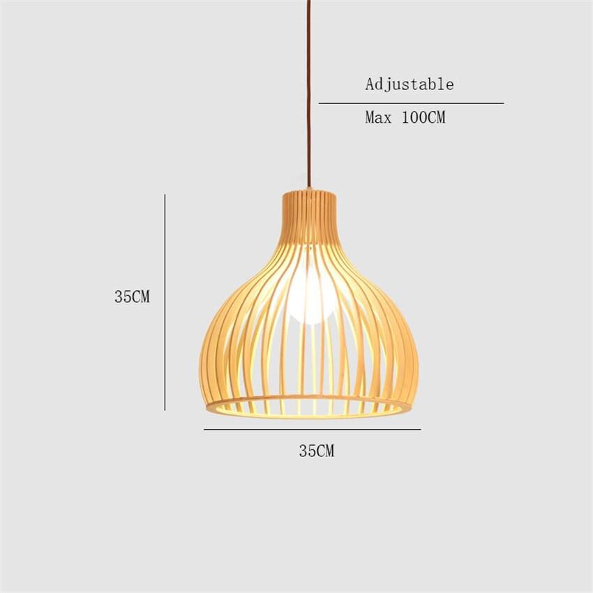 Đèn Gỗ thả trần trang trí dáng bu gà - Đèn gỗ Decor