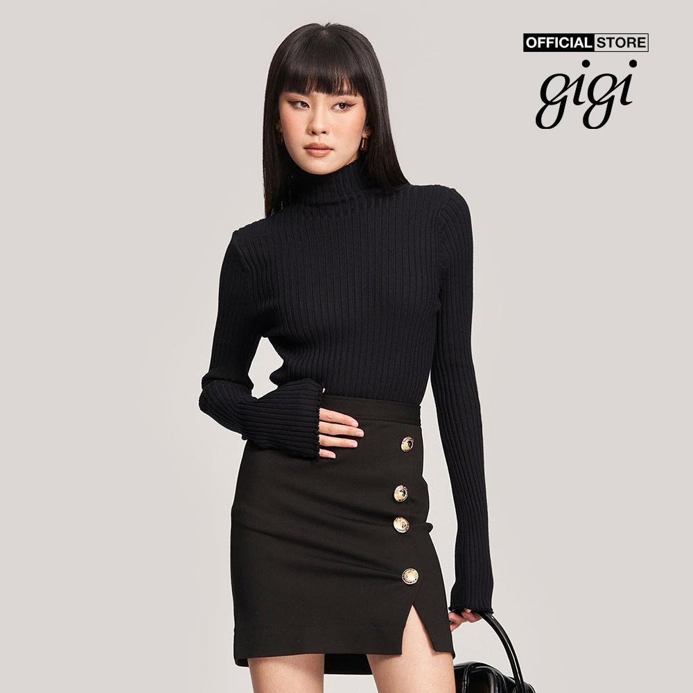 GIGI - Áo len nữ cổ cao tay dài cắt gấu thời trang G1305K222718