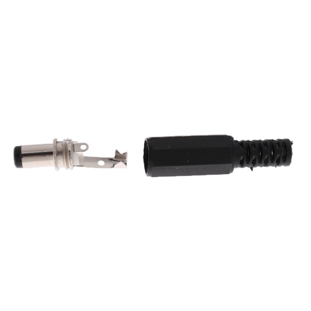 50pcs 2.5*5.5mm 2.5mm DC Power Male Plug Soldering Connector Plastic Cover Black