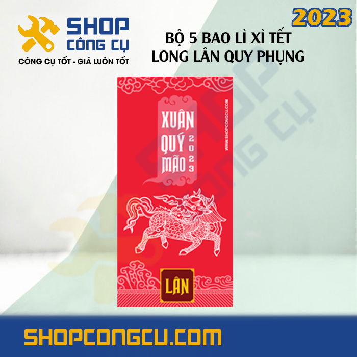 Bộ 5 bao lì xì tết Long Lân Quy Phụng BLX001