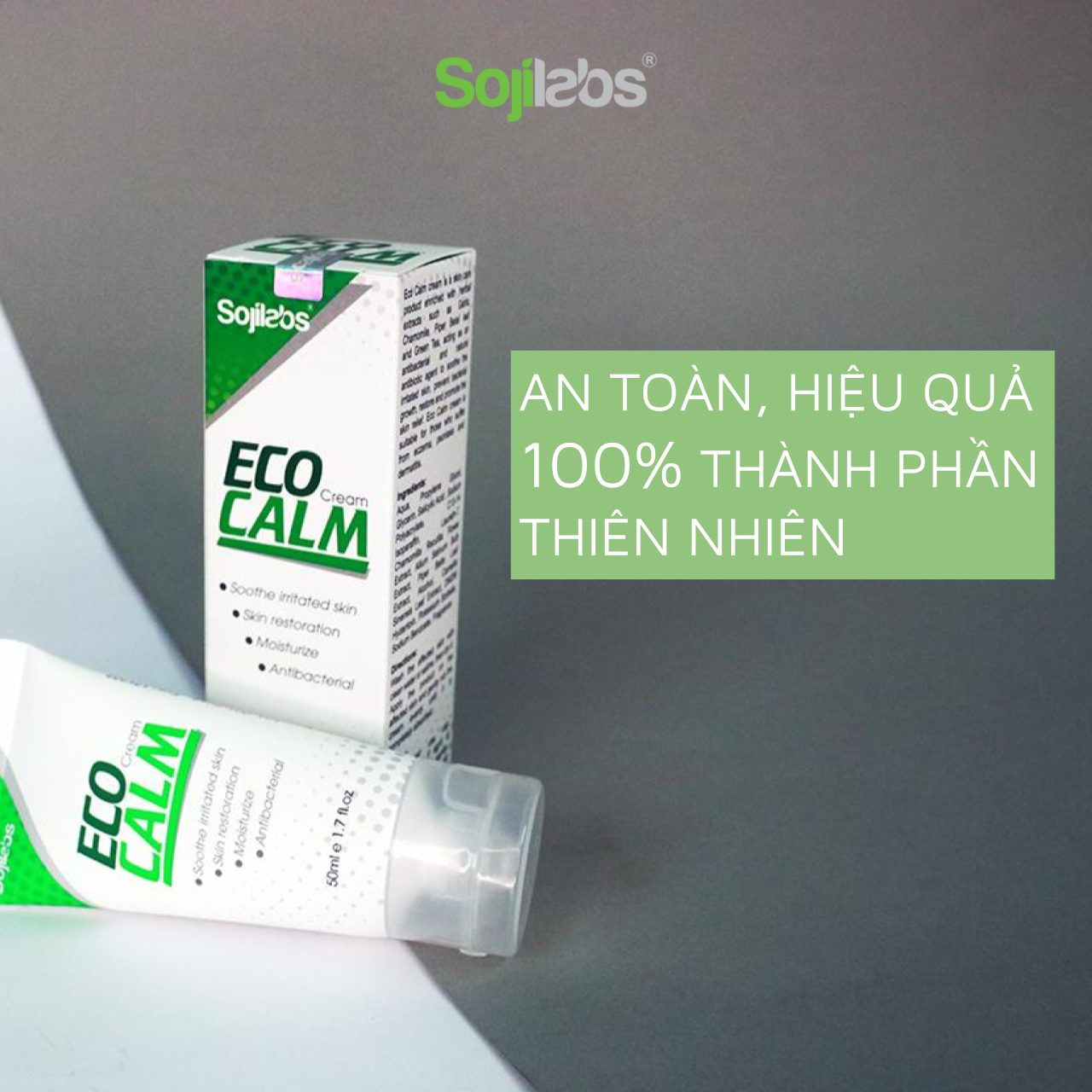 Kem Bôi Hỗ Trợ Viêm Da ECO CALM hỗ trợ điều trị viêm da, chàm và vẩy, làm sạch, tẩy tế bào chết và làm dịu da - Tuýt 50ml