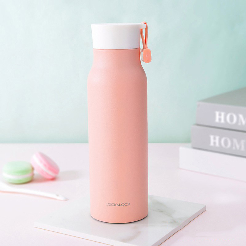 Bình Giữ Nhiệt LocknLock Name Tumbler Thép Không Gỉ, Có Lưới Lọc, Dây Đeo LHC4125 500ml - Màu Hồng