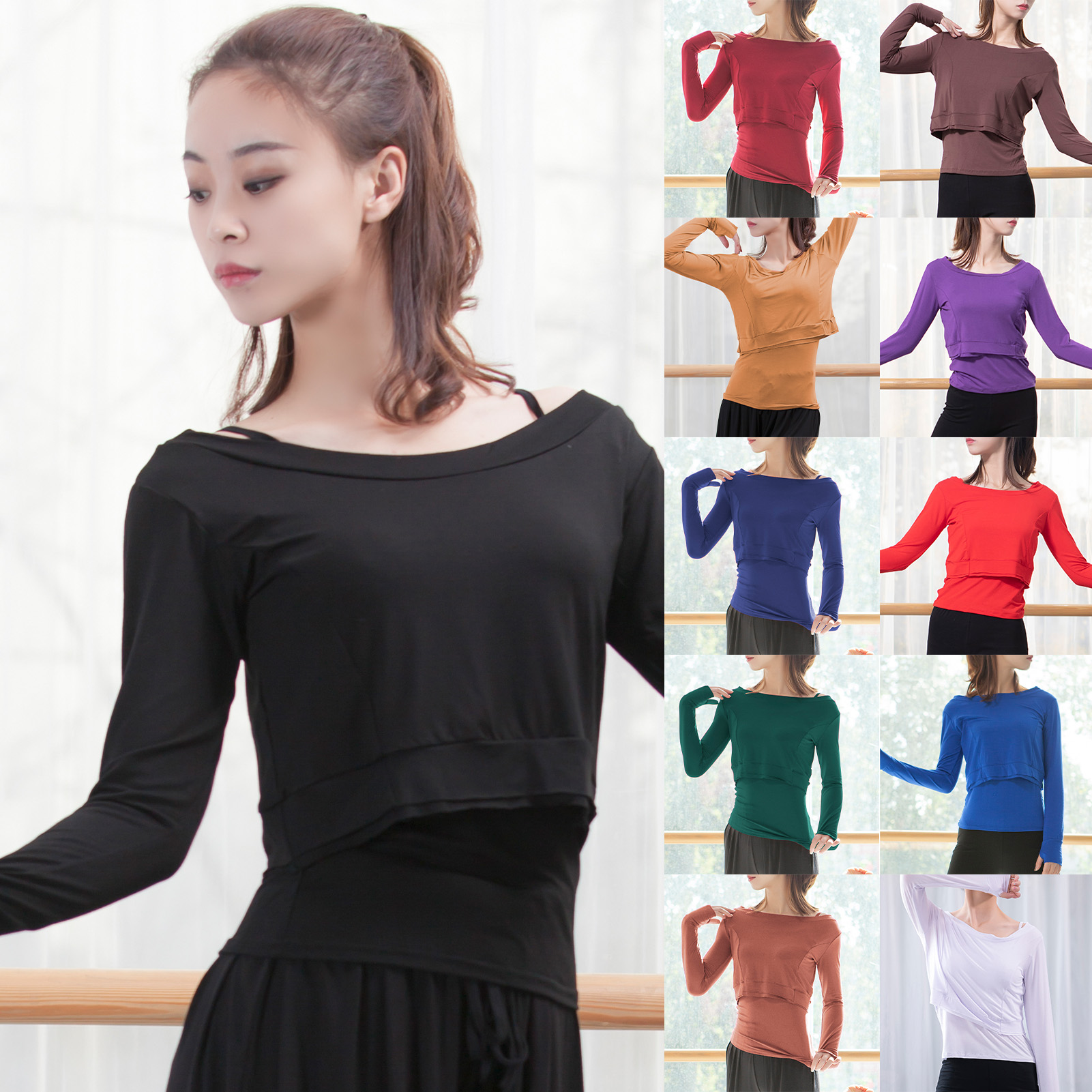 Áo thể thao tay dài xỏ ngón cho người tập yoga