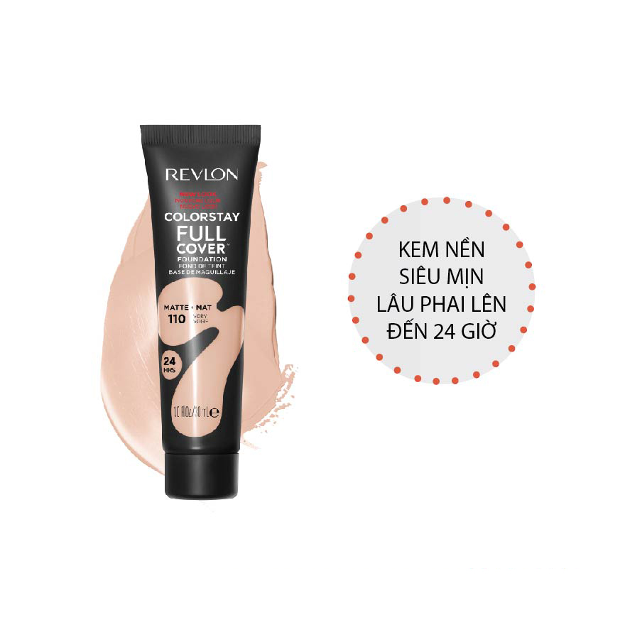 Kem nền che phủ toàn diện lâu phai Revlon 24h 30ml - 110 Ivory