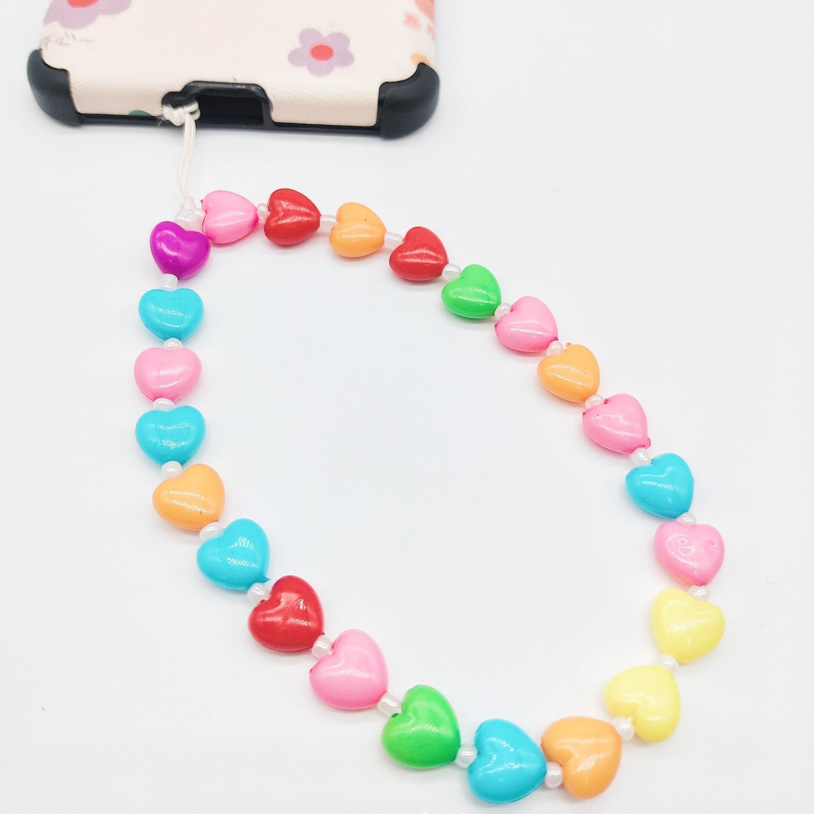 Resin Phone Chain Strap Lanyard Beaded Key Chains for Women Girls Anti Lost