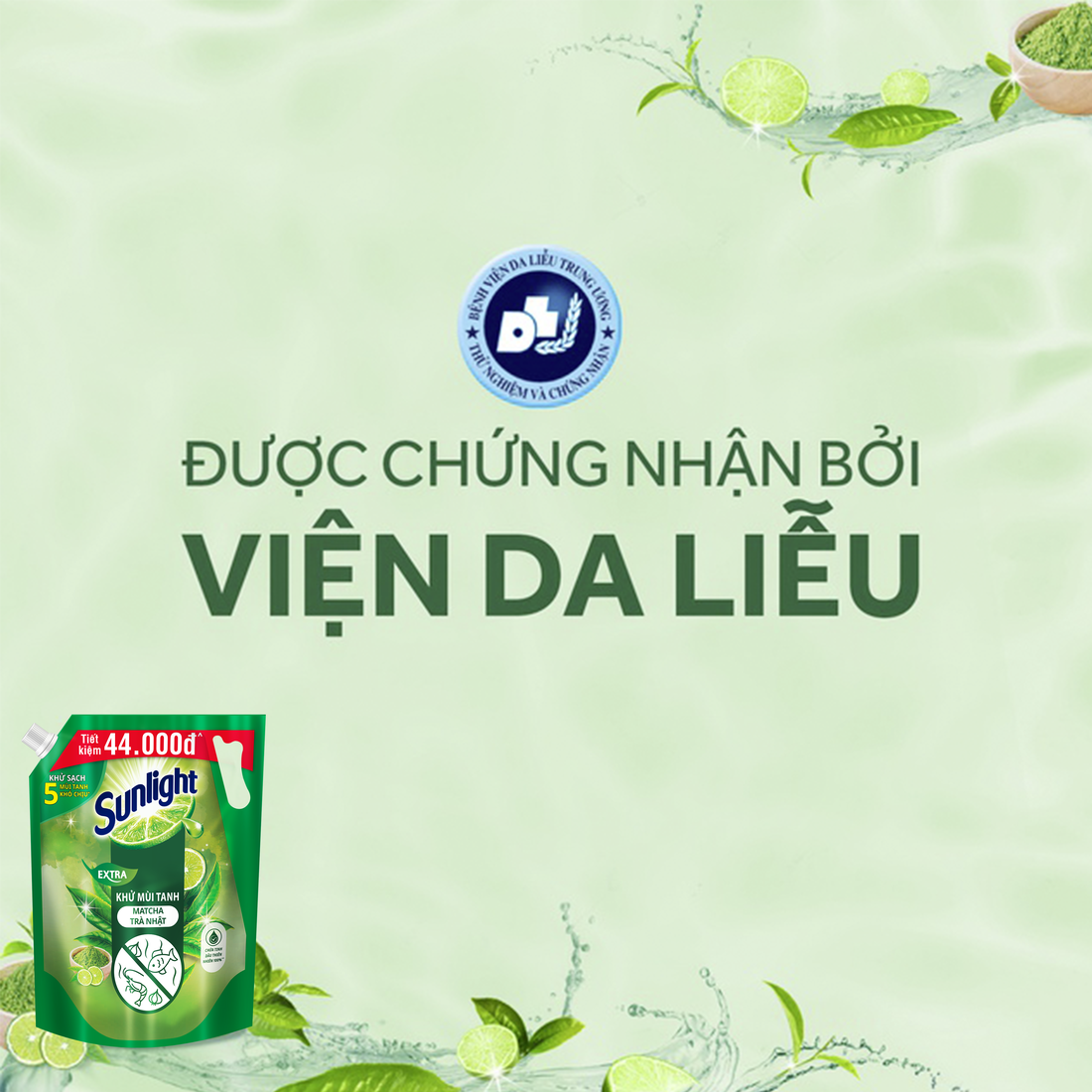 Nước rửa chén Sunlight Bio-care Thiên Nhiên 100% Gốc thực vật - Hương Matcha Trà Nhật Túi 3.4kg