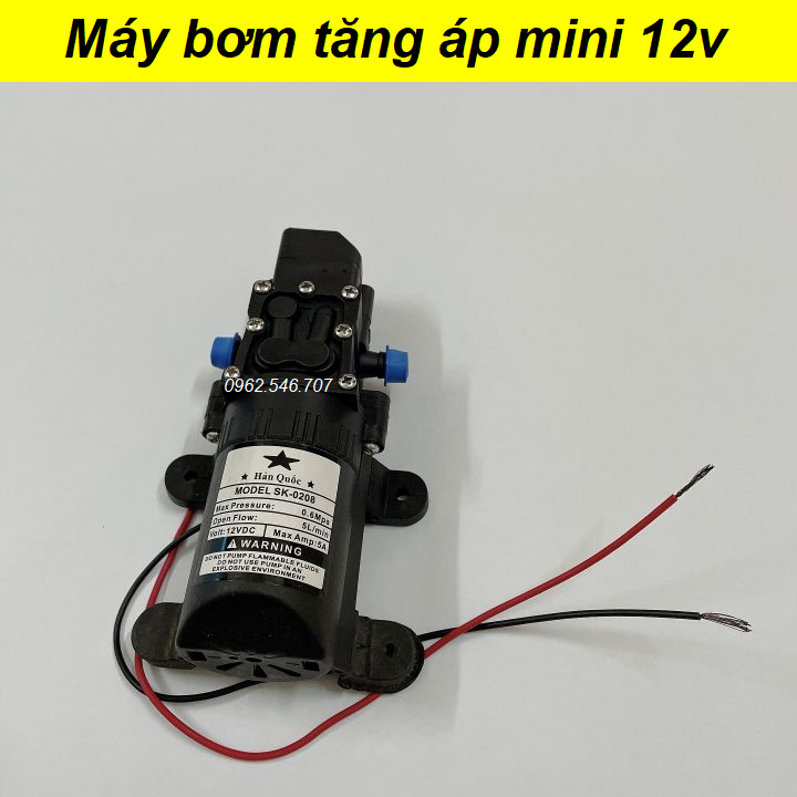 Bơm phun sương 12v tự động ngắt khi khóa đầu vòi ứng dụng rộng rãi trong phun sương tưới lan, rửa máy lạnh, rửa xe, máy bơm phun sương 12v bơm tăng áp mini 12v