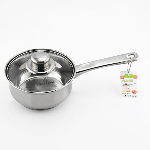 Quánh Inox đường kính 14cm Elmich Smartcook SM3283 vung kính - Hàng chính hãng