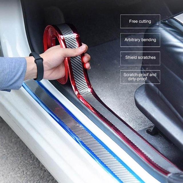 Miếng Dán Cao Su Carbon Trang Trí Cửa Xe Hơi