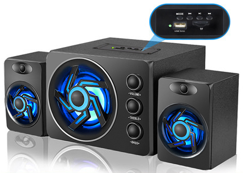 Bộ Loa Vi Tính Để Bàn D-209 Âm Thanh Trầm Hỗ Trợ Bluetooth, USB, Thẻ nhớ, Jack 3.5