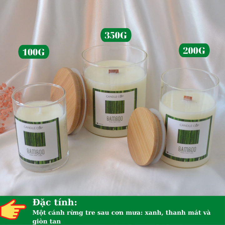 Nến thơm AGAYA candle cup hương chanh, cỏ, dưa leo và tre - mùi BAMBOO