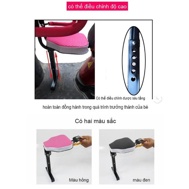 Ghế ngồi xe máy cho bé gấp gọn có tay vịn và rào bảo vệ 2 bên SafeKids - ghế gấp cho bé tay vịn