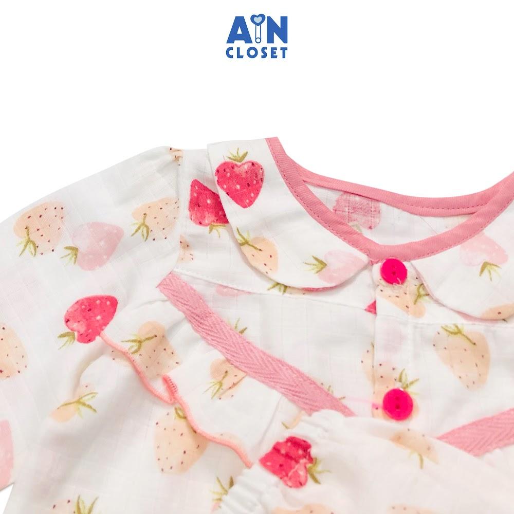 Bộ quần áo dài bé gái họa tiết Dâu Pineberry xô sợi tre - AICDBGA3CD5A - AIN Closet