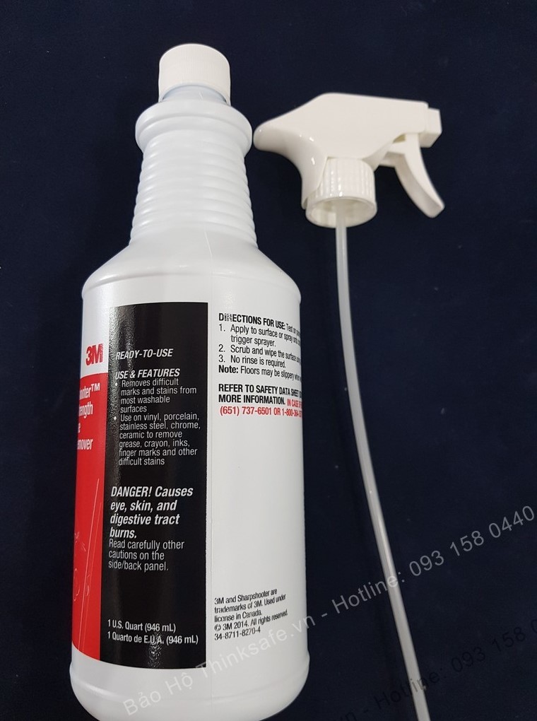 Chai tẩy rửa vết bẩn 3m Sharpshooter mark remover tẩy rửa tường, sàn, vách ngăn, chrome, vữa, thép không gỉ, gốm sứ.