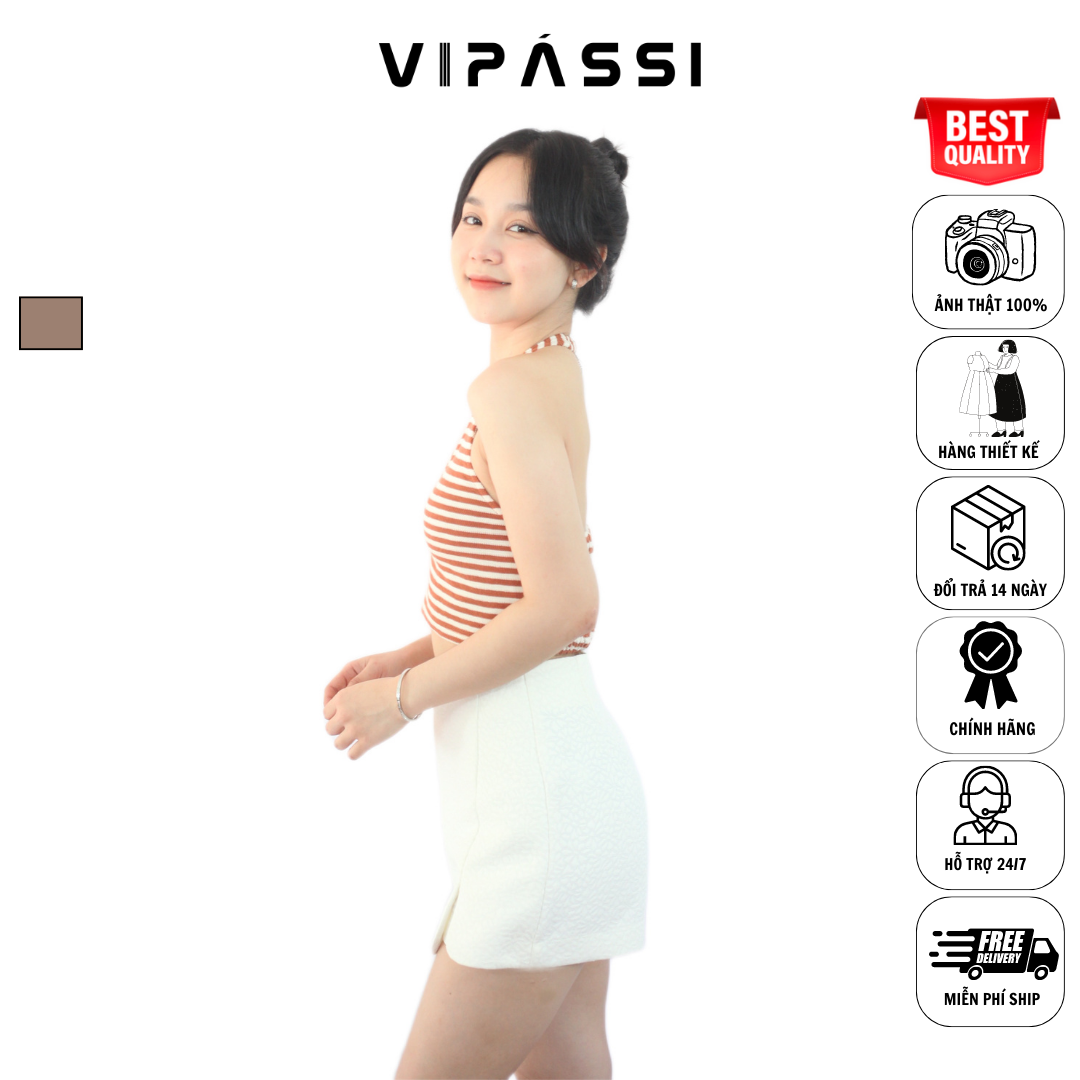 VIPÁSSI Áo Thun Croptop Dây Hở Lưng Ngang Eo