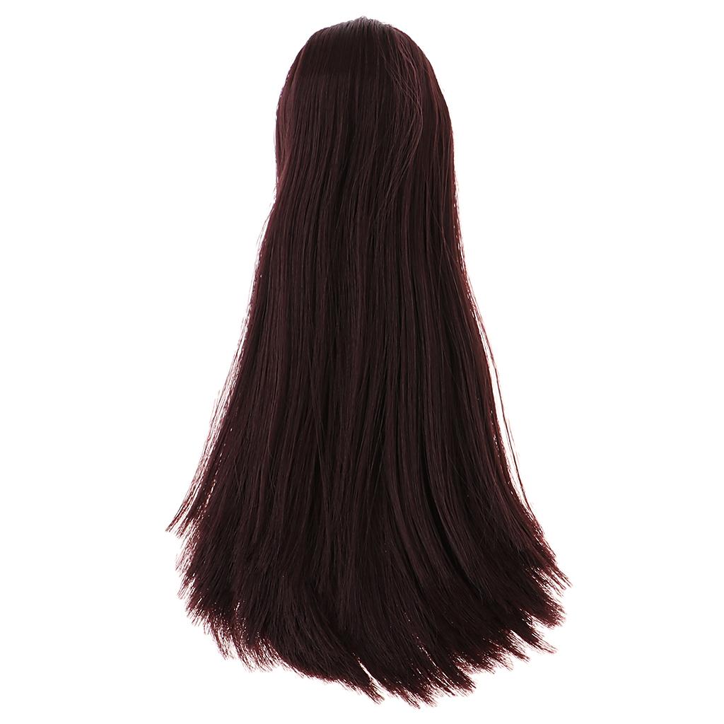 Make-up Head Sculpt with Brown Straight Wig DIY Supplies for 1/6 BJD, XinYi Dolls