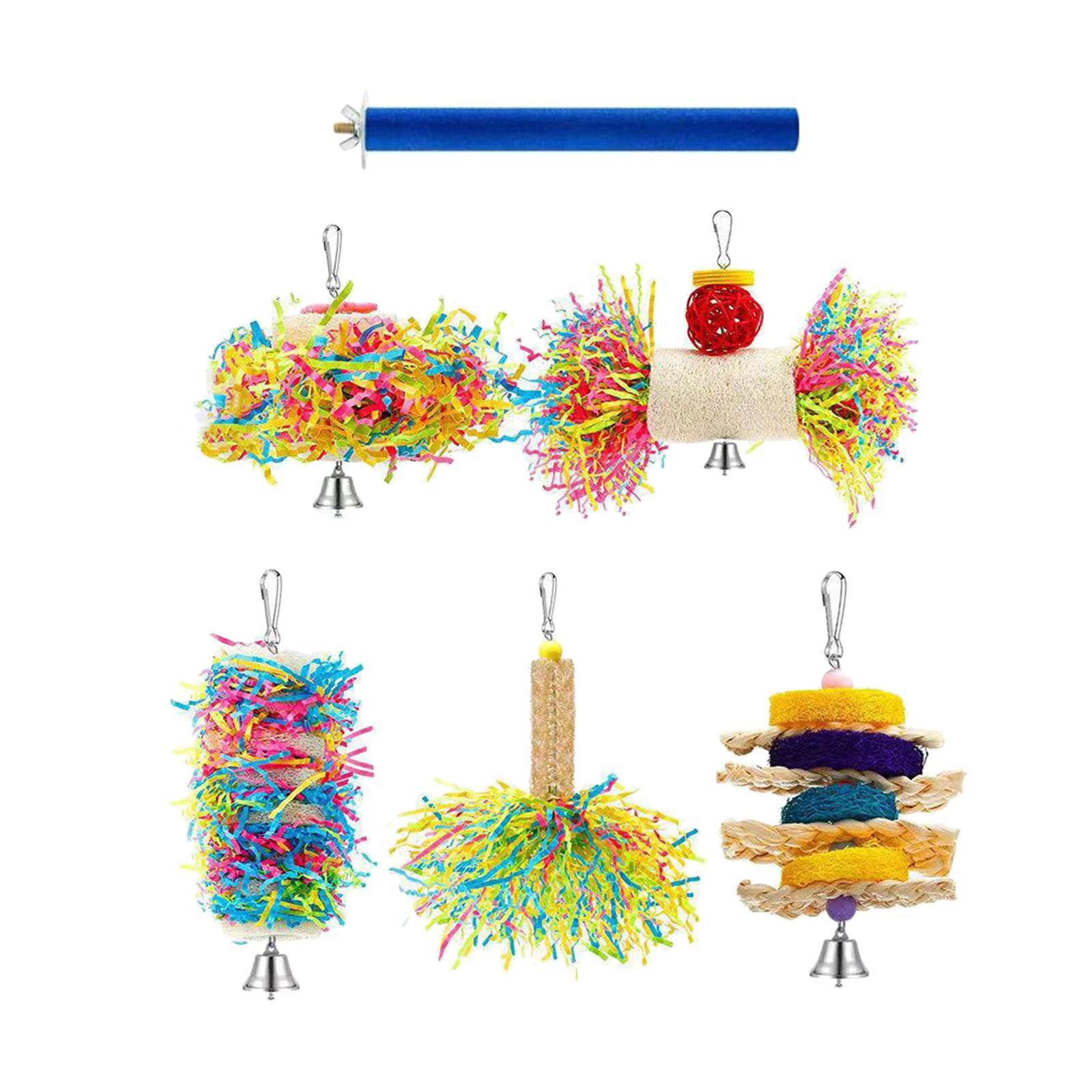 6x Parrot Cage Hanging Toys Hanging Activity Bell Budgie Birds Swing Chewing