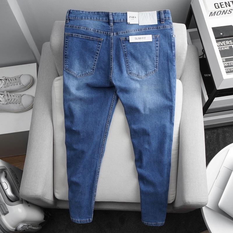 Quần jean nam slimfit xuất xịn co giãn ống ôm nhẹ 3 màu trơn