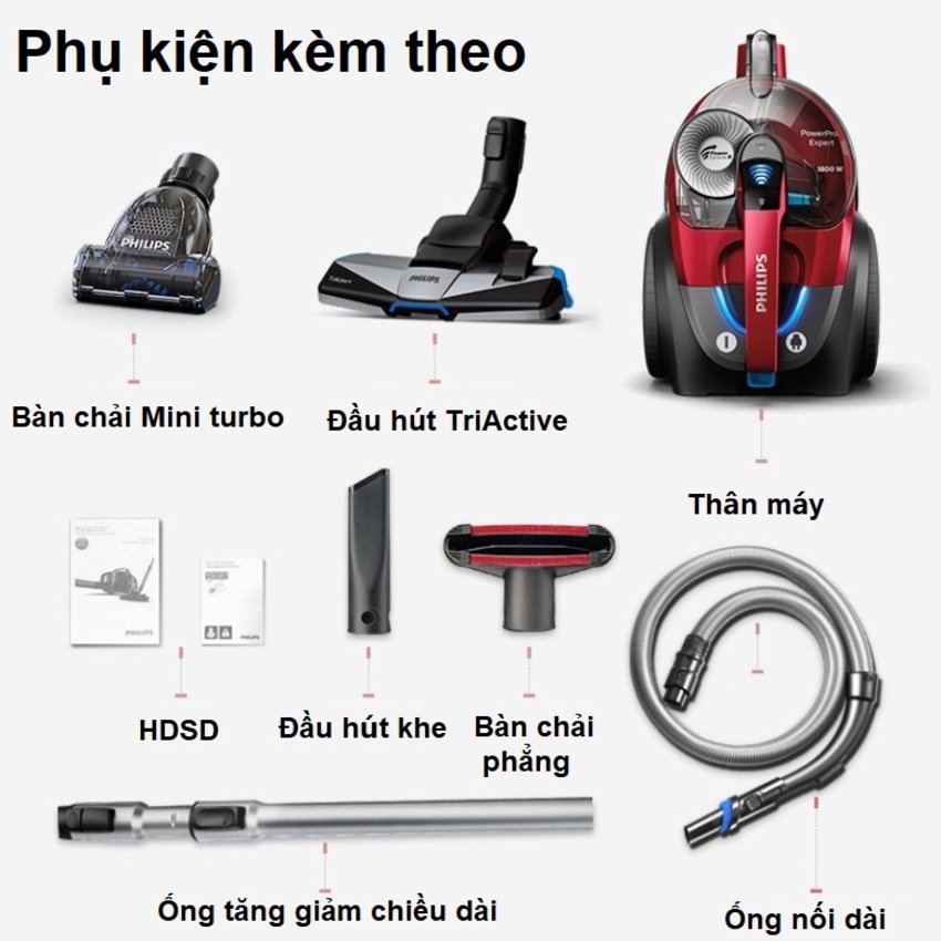 HÀNG CHÍNH HÃNG - Máy hút bụi không túi cao cấp Philips PowerPro Expert FC9735/81